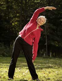 Elderly woman stretching